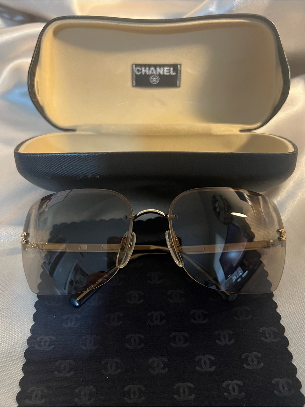 CHANEL Gold Frame Gradient Sunglasses — light brown lenses